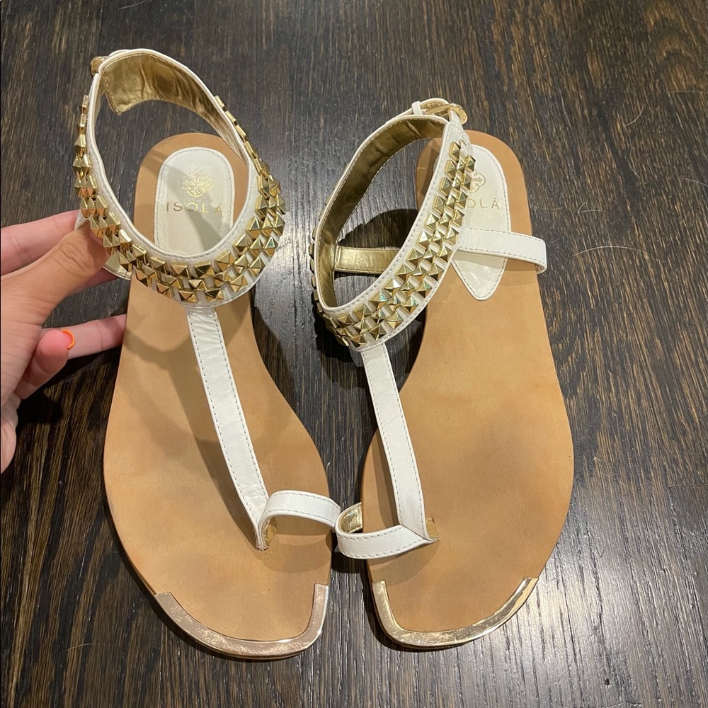 Isola White and Gold Sandals